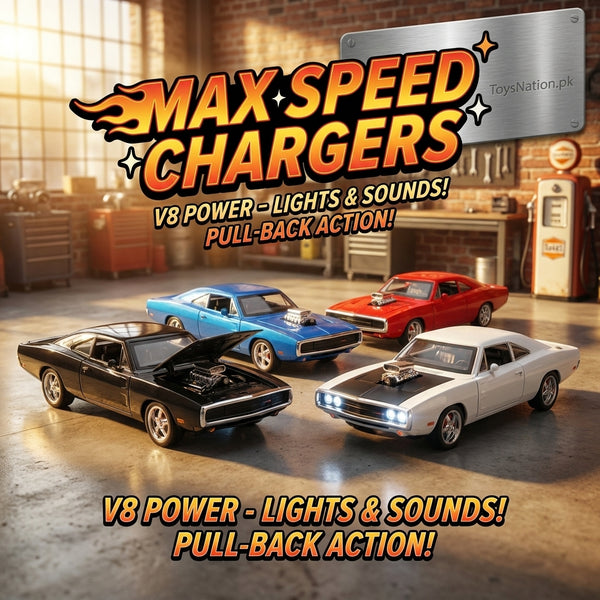 1:24 Dom's Dodge Charger 1970 Authentic Diecast Hero | Pullback Power, Rev Sounds & LED Lights Muscle Car Model