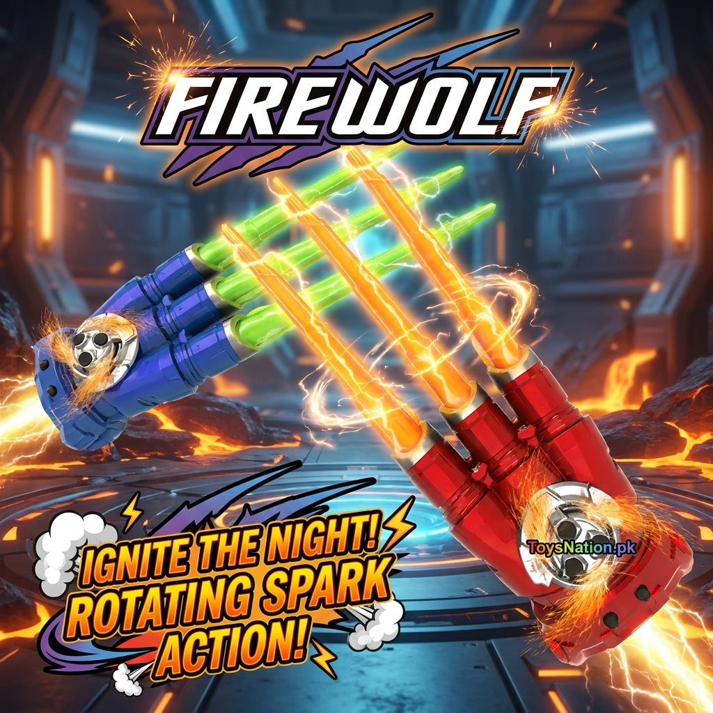 FireWolf Rotating Spark Toy | Ignite the Night Electric Spinning Spark Action with Light Effects for Kids