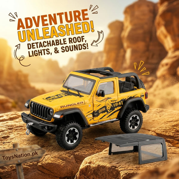 Jeep Wrangler Off-Road Action Re-Loaded 1:24 Diecast Model | Sounds, LED Lights & Opening Doors Scale Car