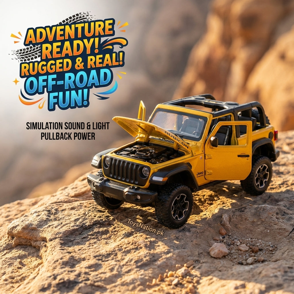Jeep Wrangler Off-Road Action Re-Loaded 1:24 Diecast Model | Sounds, LED Lights & Opening Doors Scale Car
