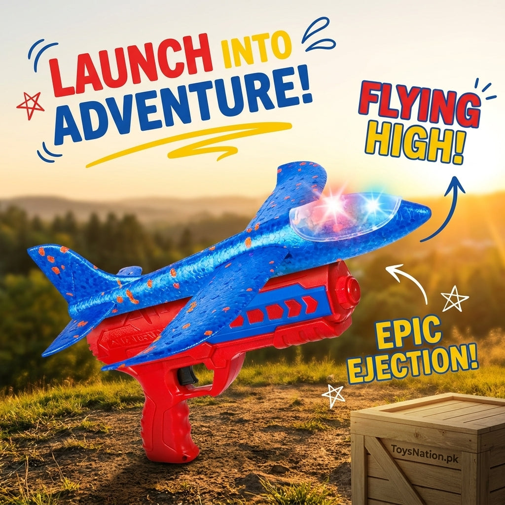 Sky Launch Flying Adventure 2-in-1 Foam Glider Plane | LED Light Catapult Launcher Aircraft Toy for Boys 3+ Secondary image