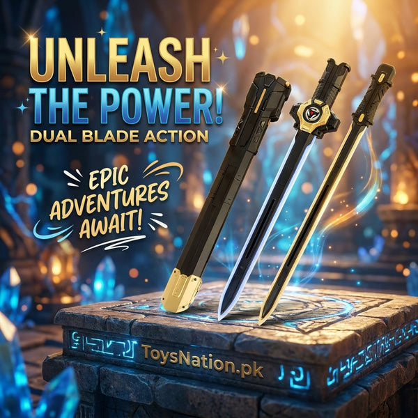 Unleash the Power Dual Blade Action Toy Sword Set | 2-in-1 Retractable Fantasy Battle Swords for Boys 5+