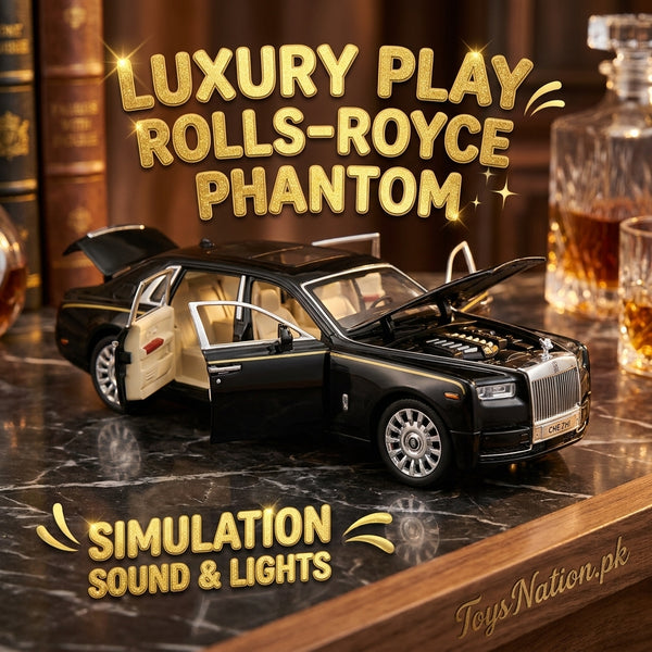 1:24 Scale Rolls-Royce Phantom Diecast Model Car – Pullback, Sound & All Doors Open