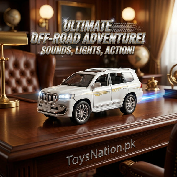 1:24 Toyota Land Cruiser Prado Diecast Model Car – Mighty LED Lights, Simulated Sound | Collector's Edition