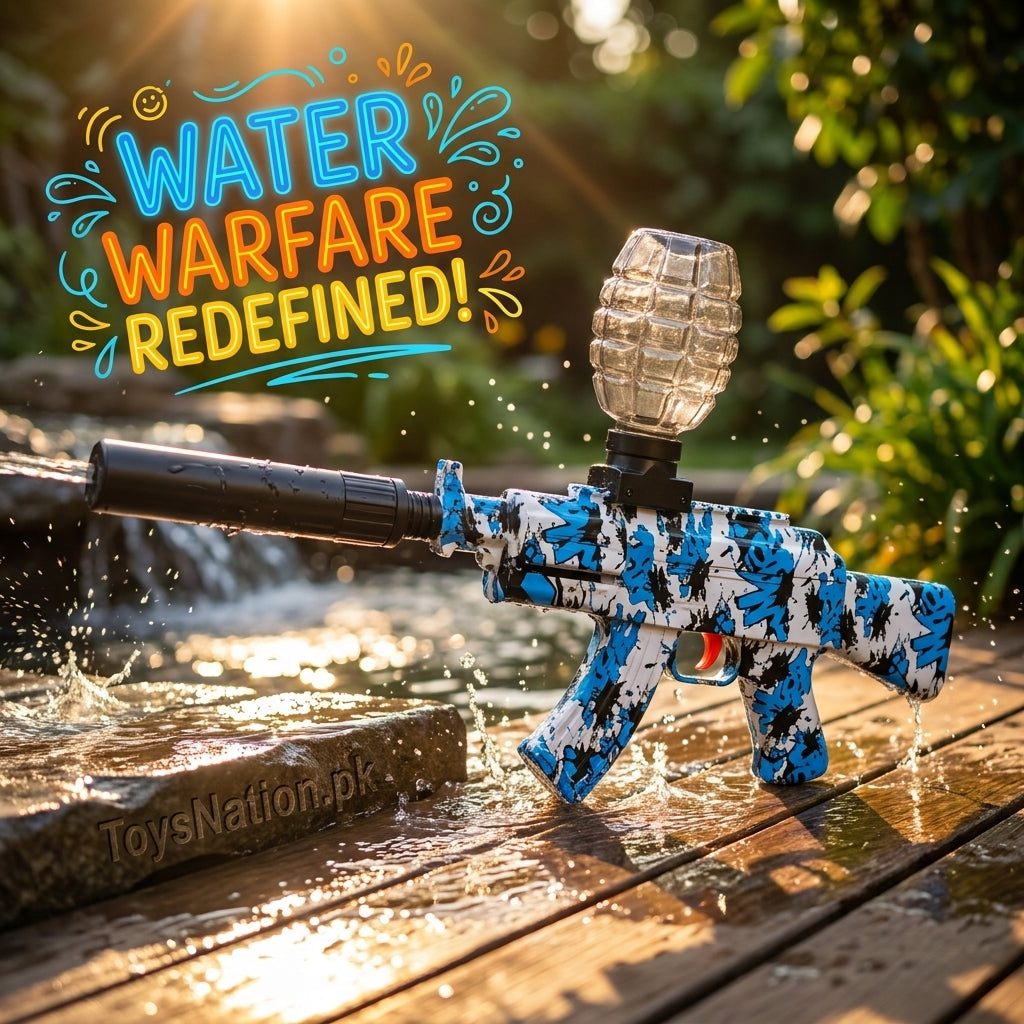 AK47 Electric Gel Blaster Toy Gun – Rapid Fire with Silencer, Grenade & Rechargeable Battery