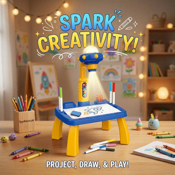 Kids' Art Projector Drawing Table – Dream, Draw & Glow with Markers & Eraser