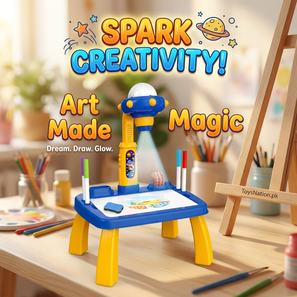 Kids' Art Projector Drawing Table – Dream, Draw & Glow with Markers & Eraser