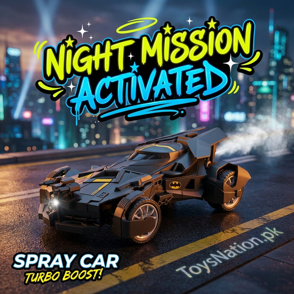 Batman Batmobile RC Car with Mist Spray, LED Lights & Batman Figure – Hero Mode