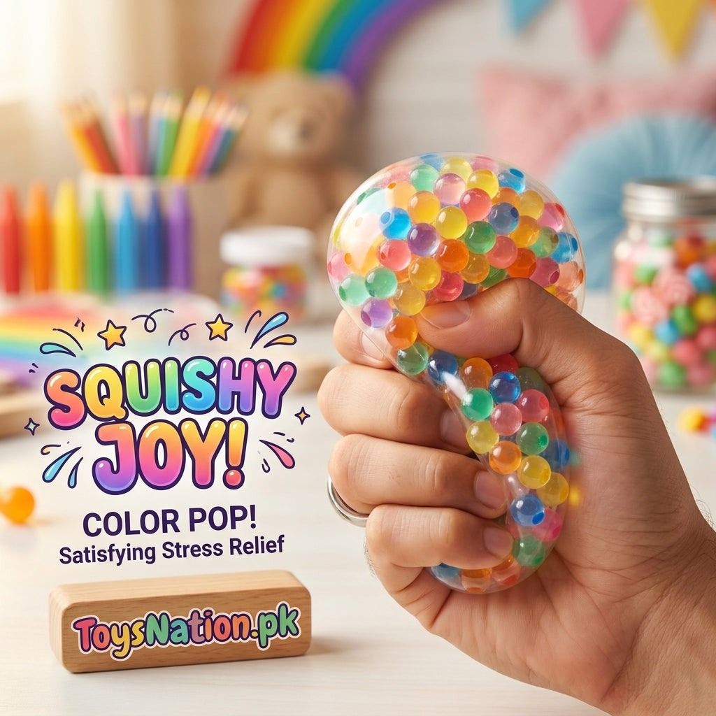 Rainbow Bead Squishy Stress Ball – Sensory Fidget Toy for Kids Secondary image