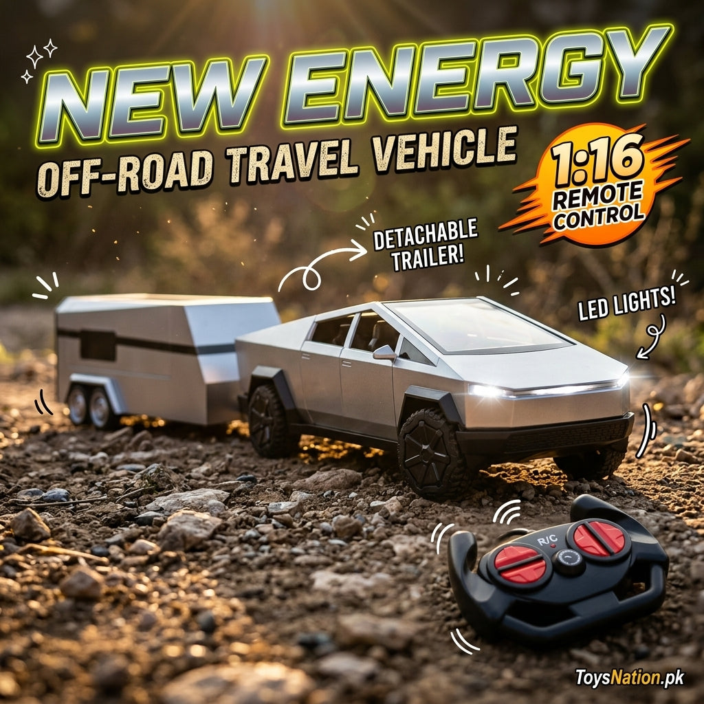 1:16 Scale Cyber-Style Remote Control Pickup Truck with Detachable Trailer Secondary image