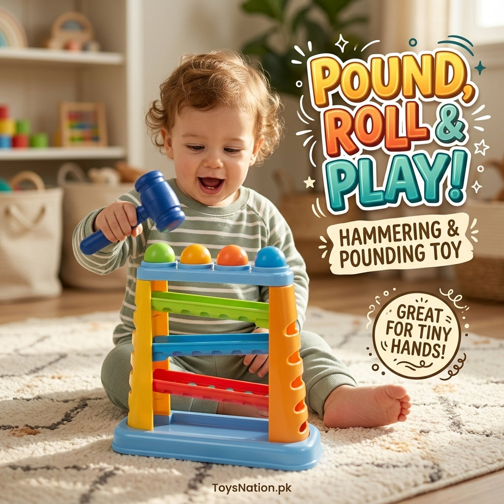 Hammer & Ball Pounding Toy with Colourful Rolling Ramp Main image