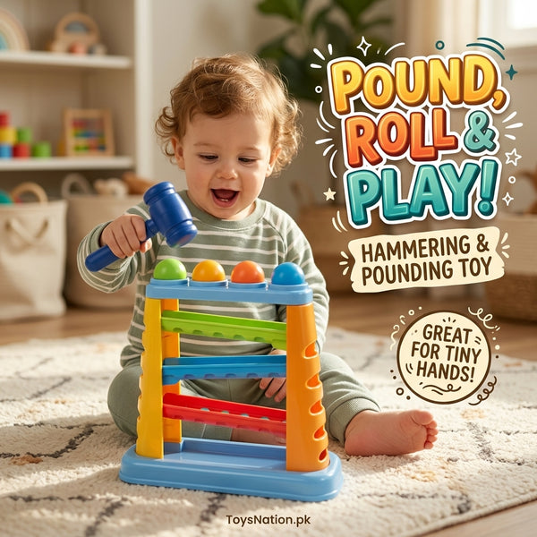 Hammer & Ball Pounding Toy with Colourful Rolling Ramp