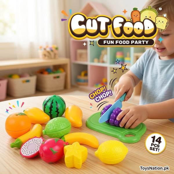 Kids’ Pretend Play Fruit Cutting Set with Toy Knife & Cutting Board
