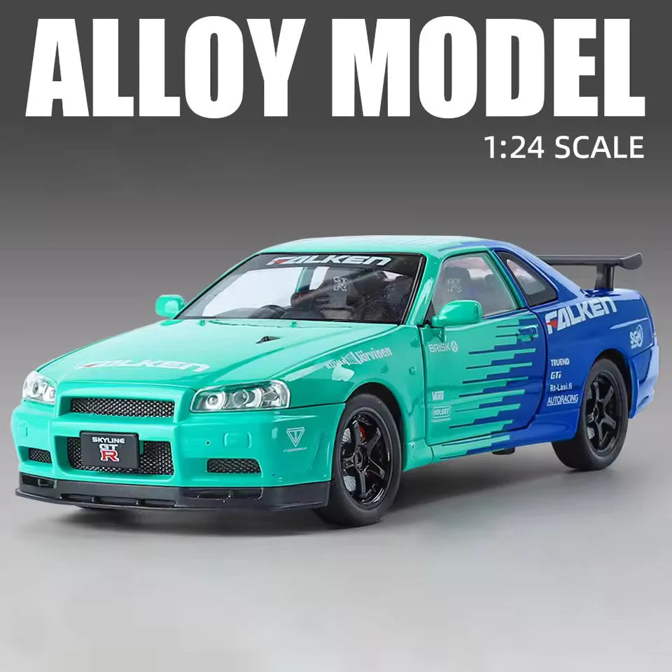 1:24 Scale Nissan Skyline GT-R Die-Cast Model - Floral Edition Alloy Sports Car