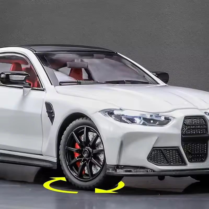 1:24 Scale BMW M4 Die-Cast Model - Alloy Sports Car with LED Lights & Pull-Back Action