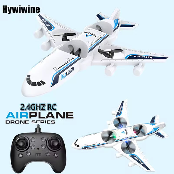 2.4GHz RC Airplane - Remote Control Airliner Drone with LED Lights