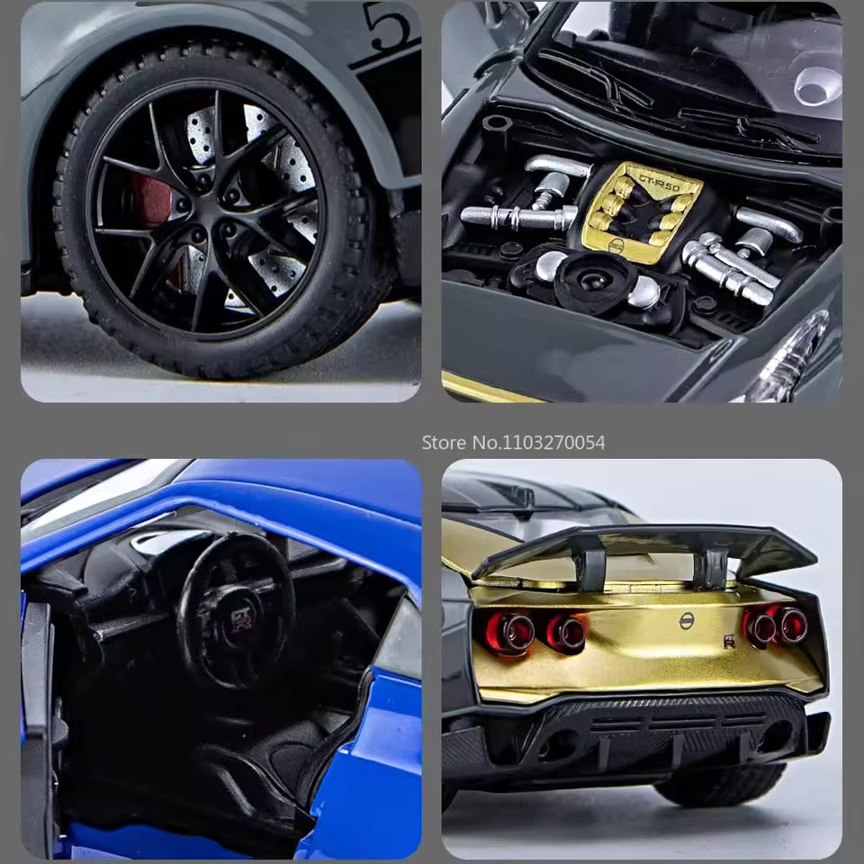 1:32 Scale Nissan GT-R50 Die-Cast Model - Alloy Sports Car with Lights & Sound