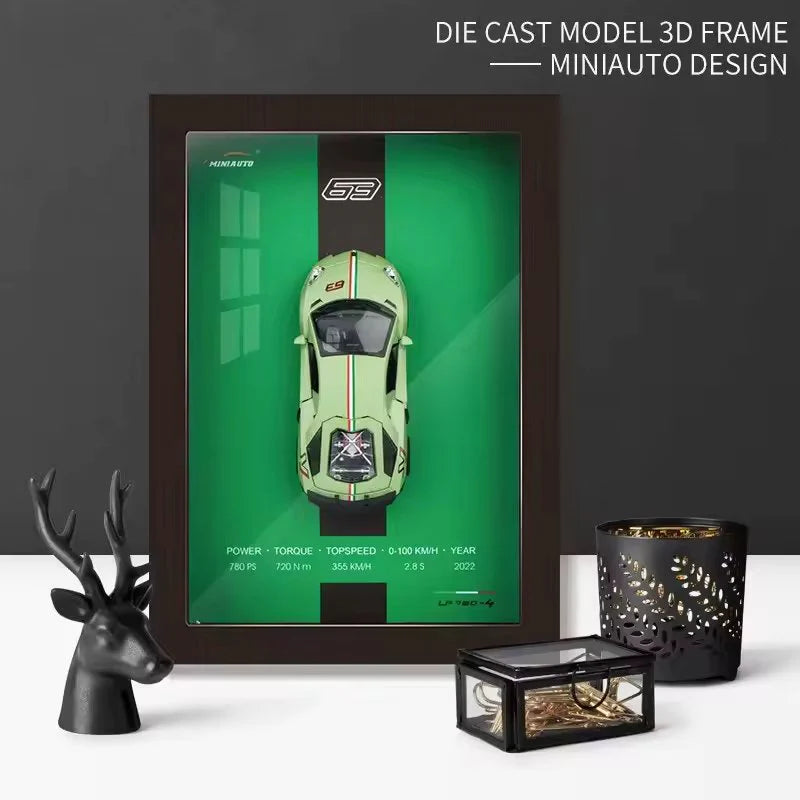 1:32 Scale Lamborghini Aventador LP780-2 Die-Cast Model - 3D Wooden Frame Display Secondary image