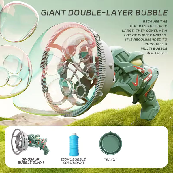 2 in 1 Dinosaur Large Bubbles Gun