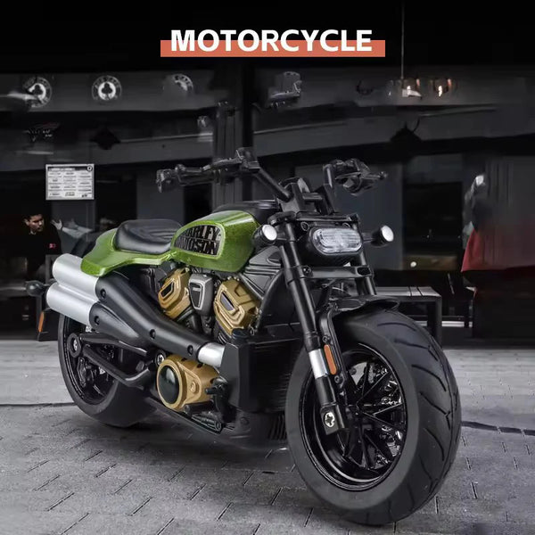1:12 Scale Harley-Davidson Die-Cast Motorcycle Model - Alloy Collectible with Rubber Tires