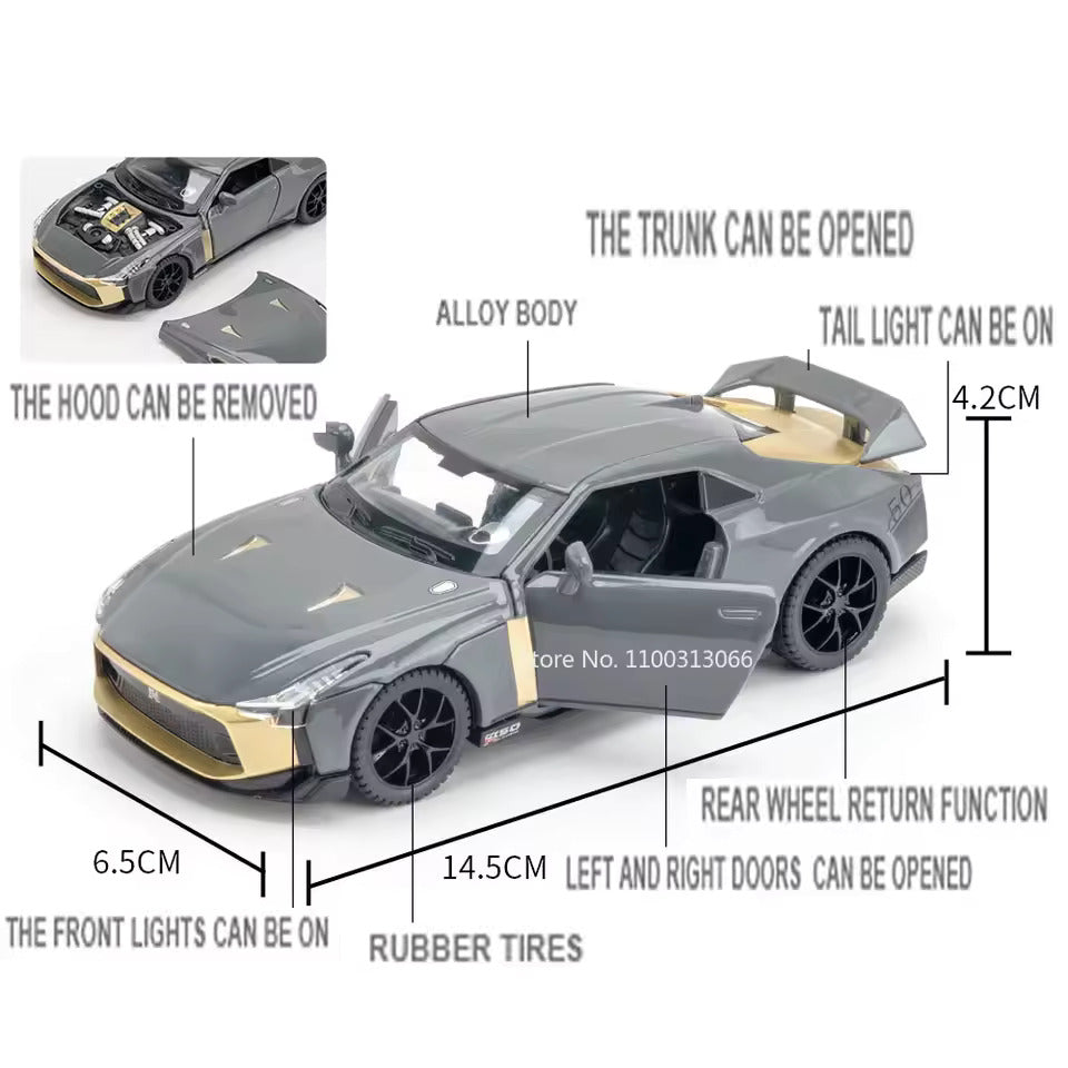 1:32 Scale Nissan GT-R50 Die-Cast Model - Alloy Sports Car with Lights & Sound