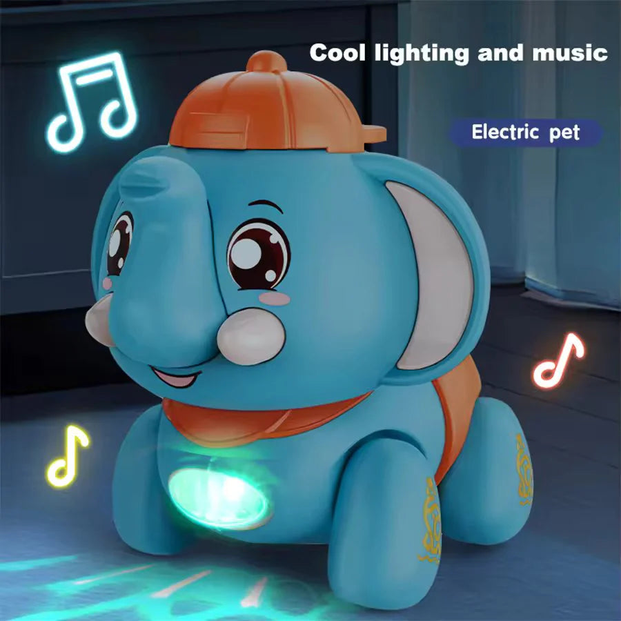 Musical Crawling Elephant Toy - Interactive with Lights & Sound