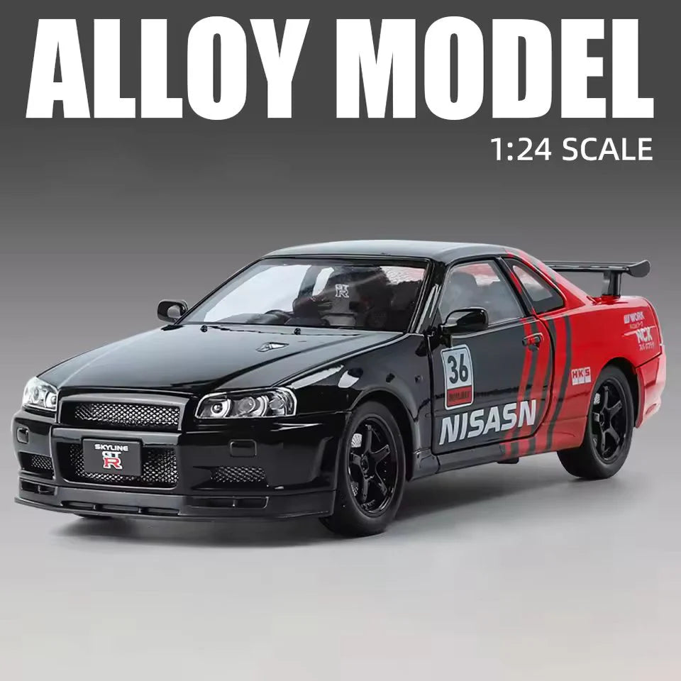 1:24 Scale Nissan Skyline GT-R Die-Cast Model - Floral Edition Alloy Sports Car Main image