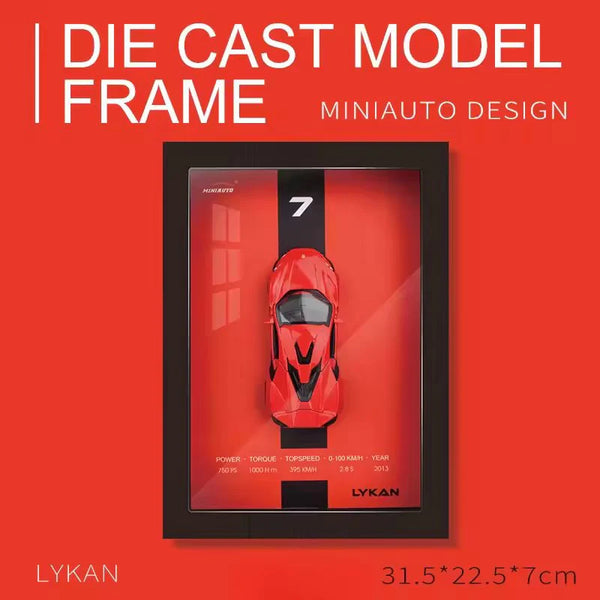1:32 Scale Lykan Hypersport Die-Cast Model - Hypercar with 3D Wooden Frame Display
