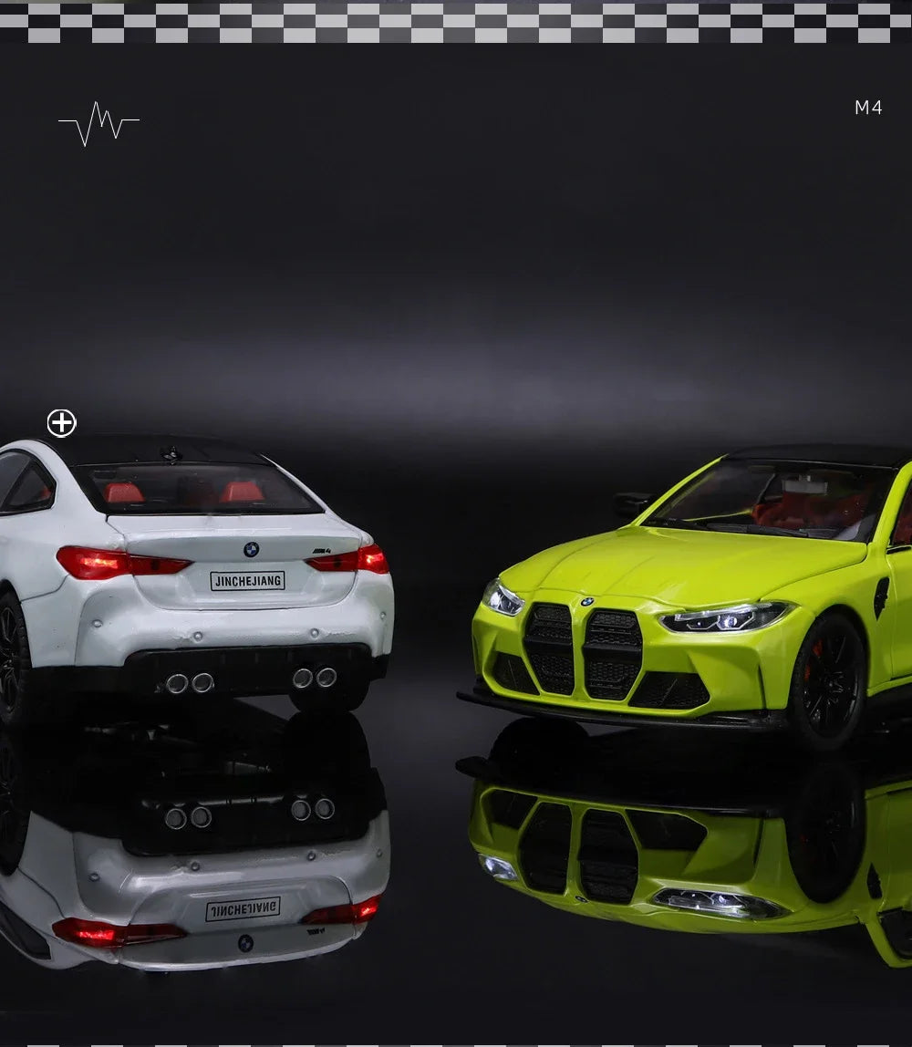 1:24 Scale BMW M4 Die-Cast Model - Alloy Sports Car with LED Lights & Pull-Back Action