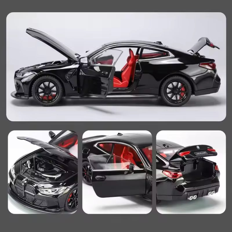 1:24 Scale BMW M4 Die-Cast Model - Alloy Sports Car with LED Lights & Pull-Back Action