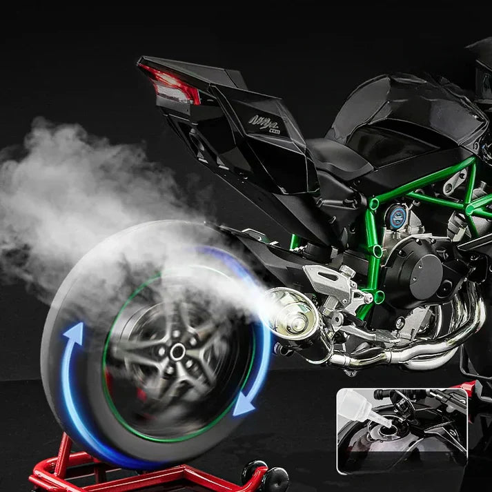 1:6 Scale Kawasaki Ninja H2R Die-Cast Motorcycle - Alloy with Smoke Effect & Lights