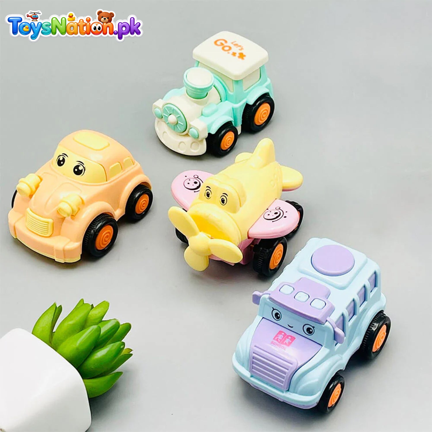 Friction Mini Cars - Kids Pull-Back Toy Vehicles 4-Pack Main image