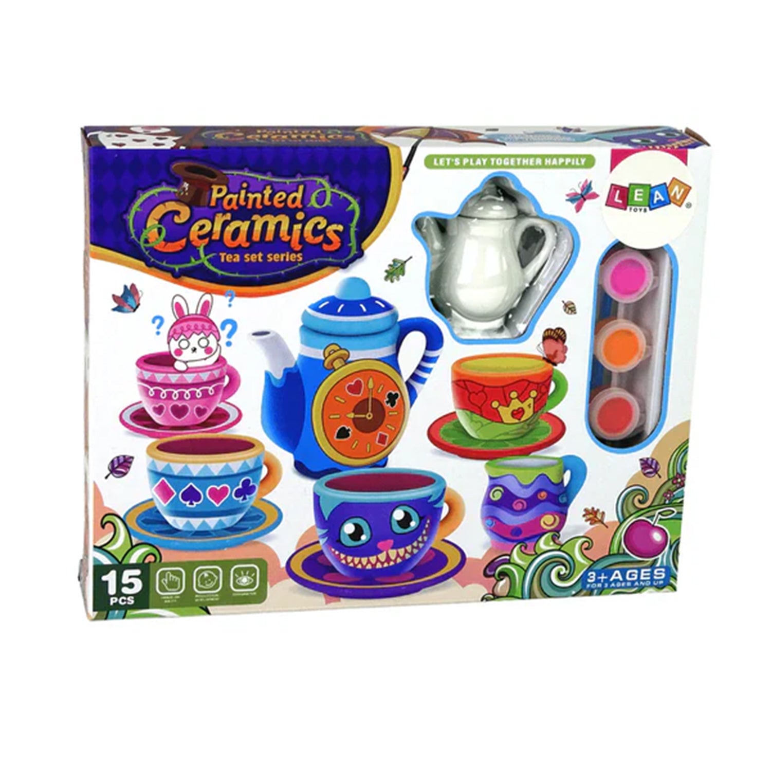 Ceramics Painted Tea Set - Kids Pretend Play Tea Party Set Secondary image