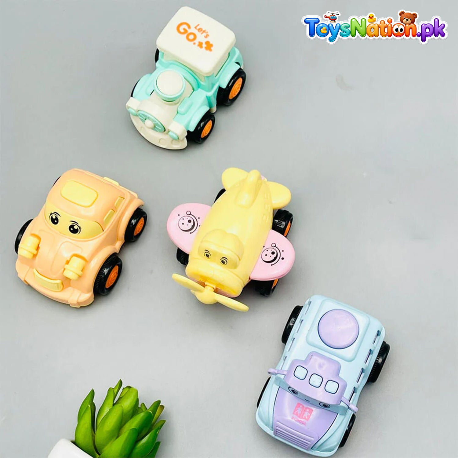 Friction Mini Cars - Kids Pull-Back Toy Vehicles 4-Pack