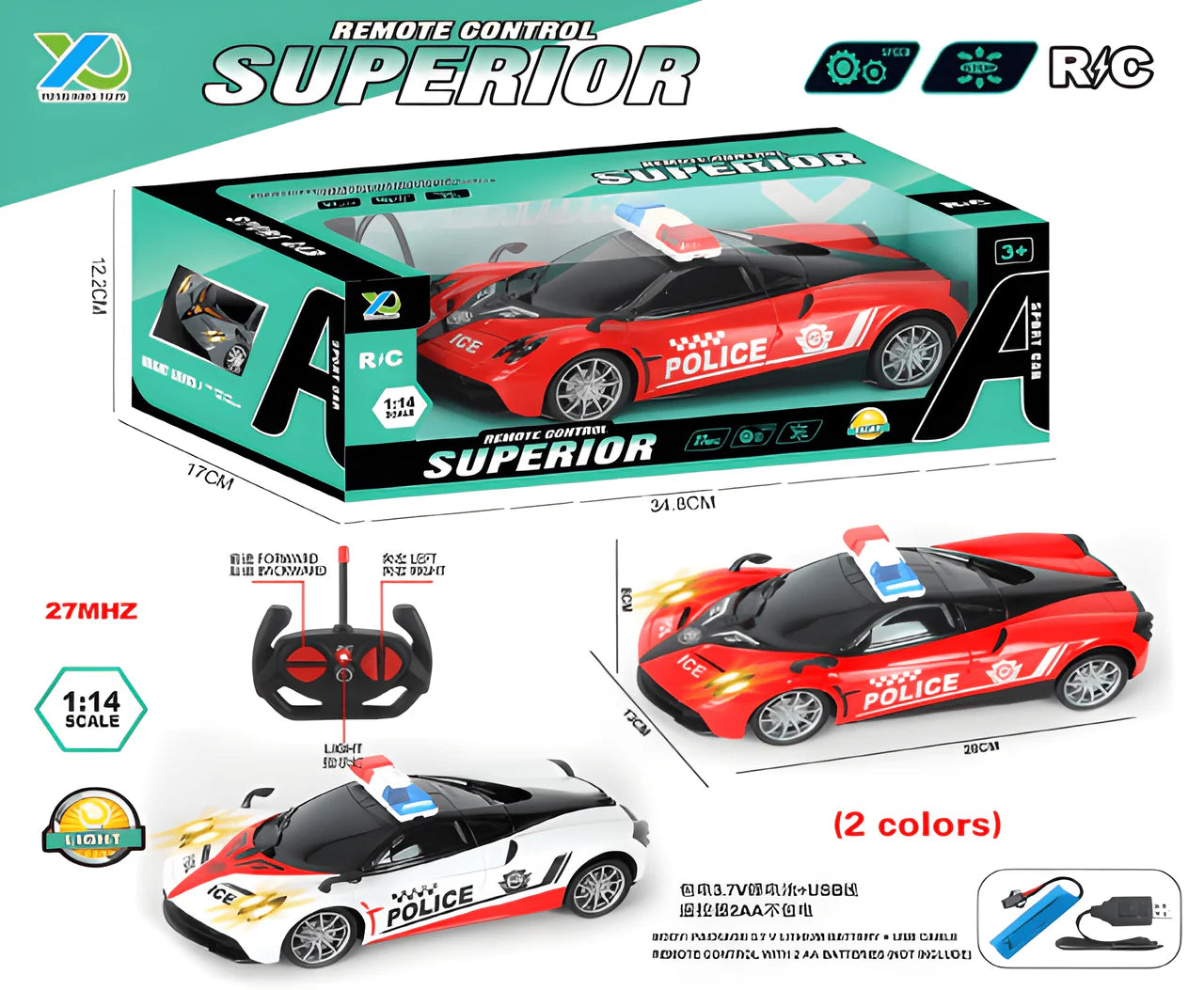 1:14 Scale RC Police Car - Remote Control Supreme Superior Car