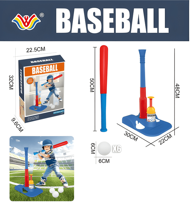 Kids Baseball Bat & Balls Set - Beginner Sports Toy for Outdoor Play Hover Image