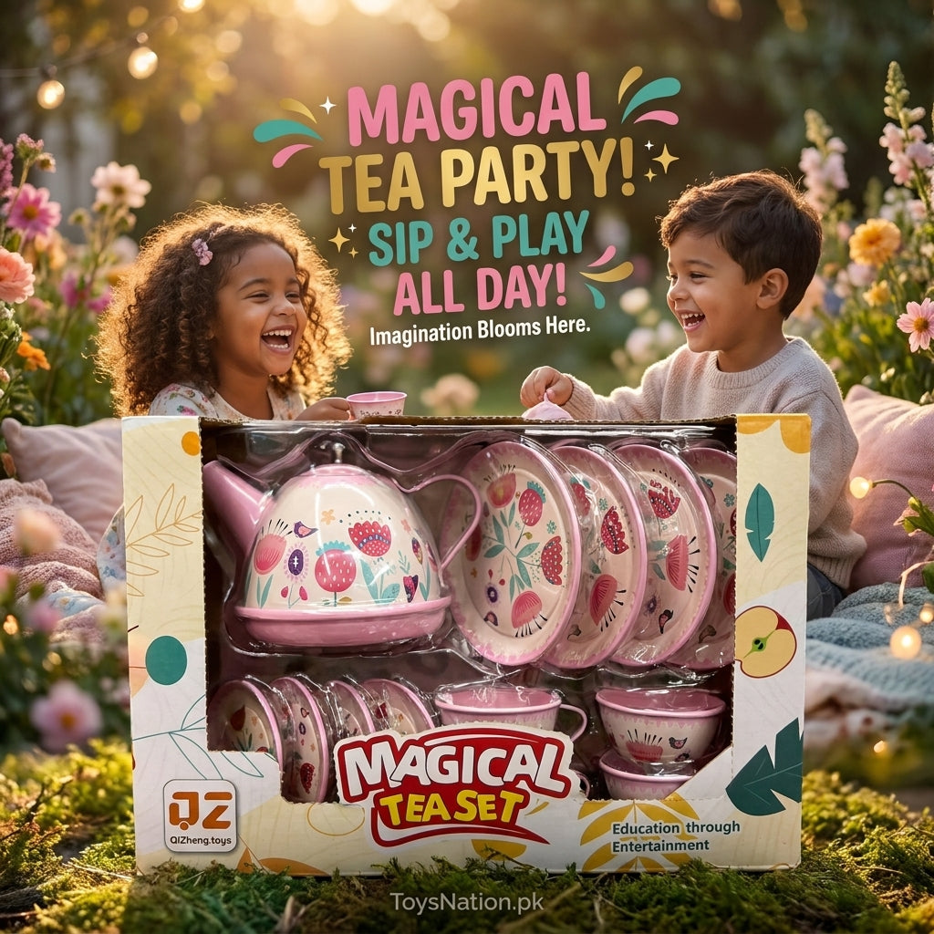 Magical Kids Tea Set – Colorful Pretend Play Tea Party Set With Cups & Kettle Secondary image