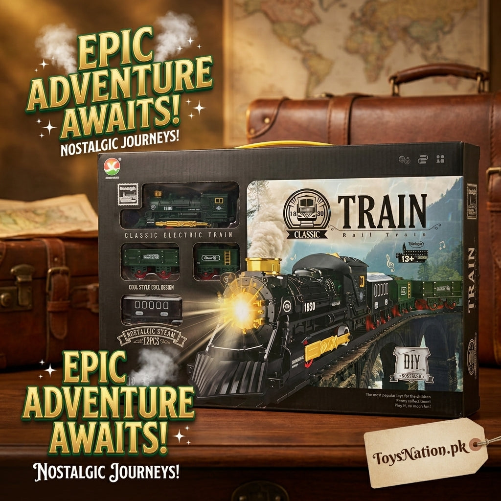 Classic Electric Train Set – DIY Light & Smoke Train Adventure