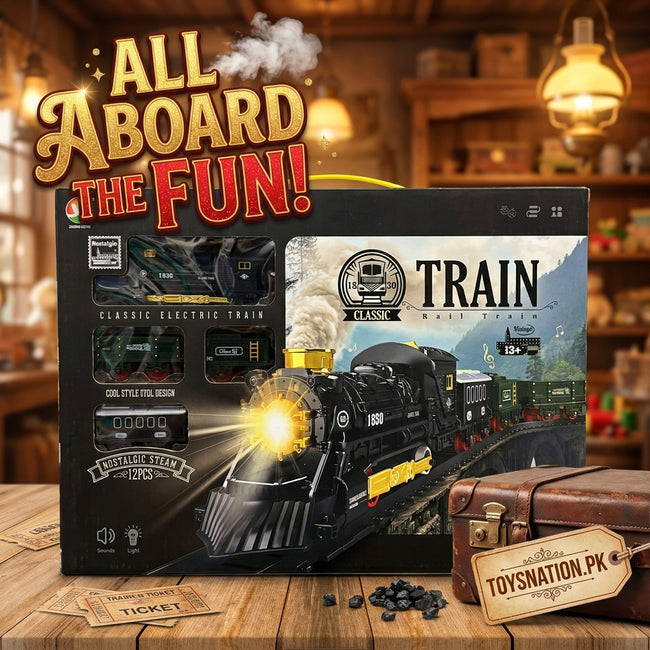 Classic Electric Train Set – DIY Light & Smoke Train Adventure Main Image