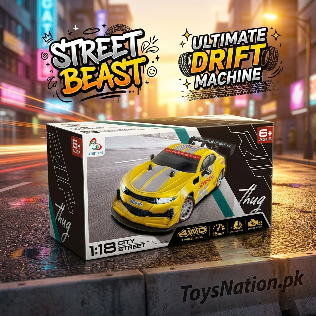 1:18 Remote Control Drift Racing Car – 4wd High-speed Street Racer