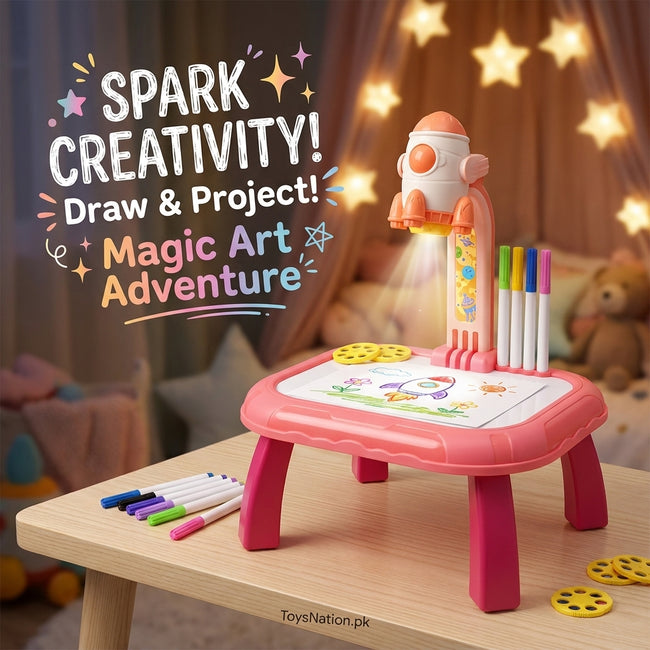 🚀 Kids Spaceship Painting Projection Table Main Image