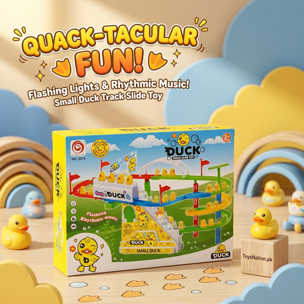 large Duck Climbing Stairs Track Slide Toy with Light & Music