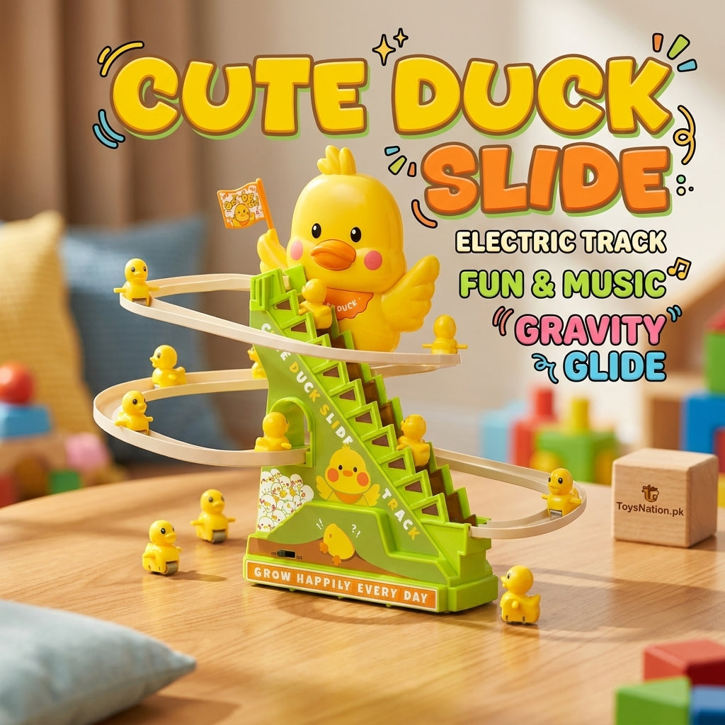 Cute Duck Slide Electric Track Toy | Gravity Gliding Duck Roller Coaster with Sound Effects for Kids - Duck include 3pc