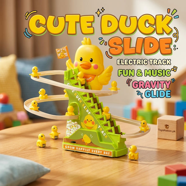 Cute Duck Slide Electric Track Toy | Gravity Gliding Duck Roller Coaster with Sound Effects for Kids - Duck include 3pc