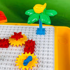 Kids Building Block Activity Table - 3-in-1 Play Table with Puzzle Board