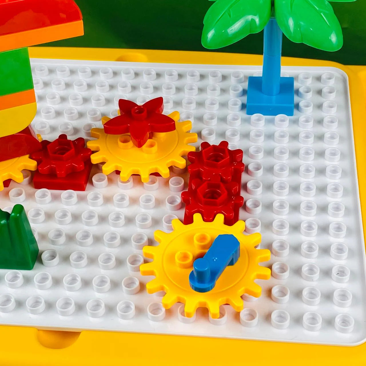 Kids Building Block Activity Table - 3-in-1 Play Table with Puzzle Board