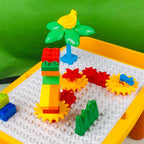 Kids Building Block Activity Table - 3-in-1 Play Table with Puzzle Board