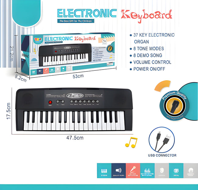 37-Key Electric Keyboard for Kids - Musical Toy Piano with Microphone Hover Image