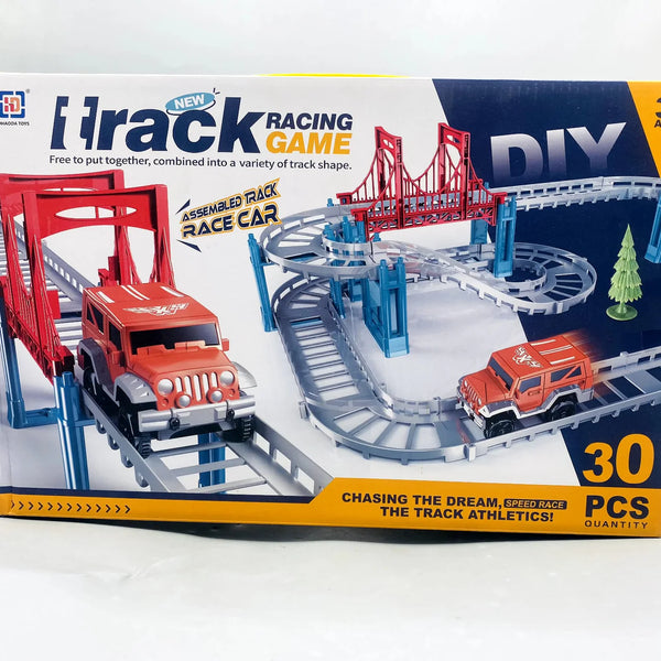 30-Piece Urban Jeep Track Set - Motorized Off-Road Racing Track with Vehicle