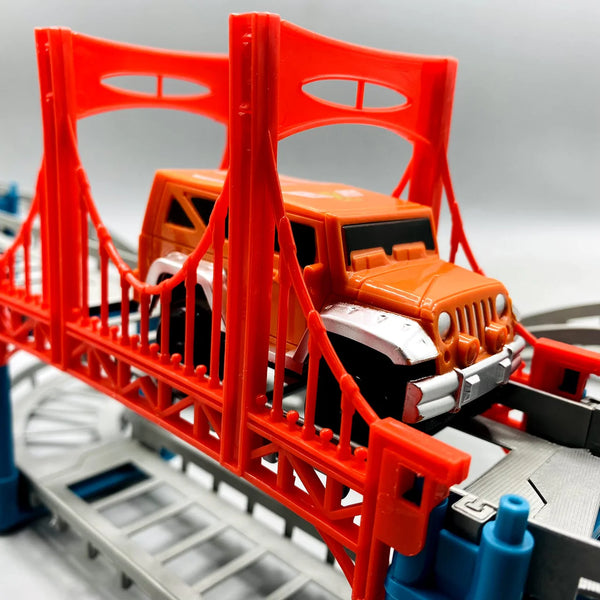 30-Piece Urban Jeep Track Set - Motorized Off-Road Racing Track with Vehicle